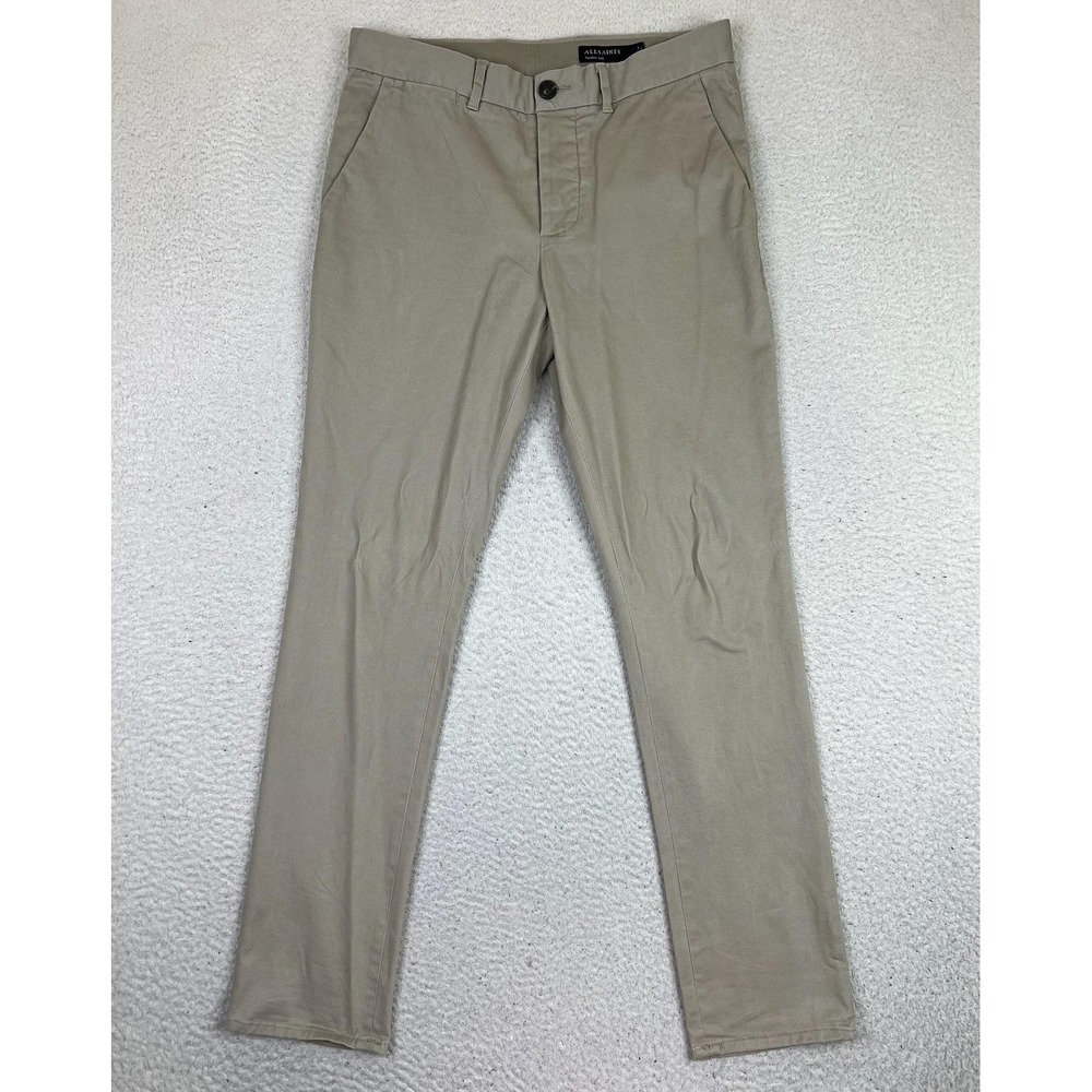 AllSaints Mens 31 Slim Fit Stretch Chino‎ Pants Beige Casual Twill 33x31